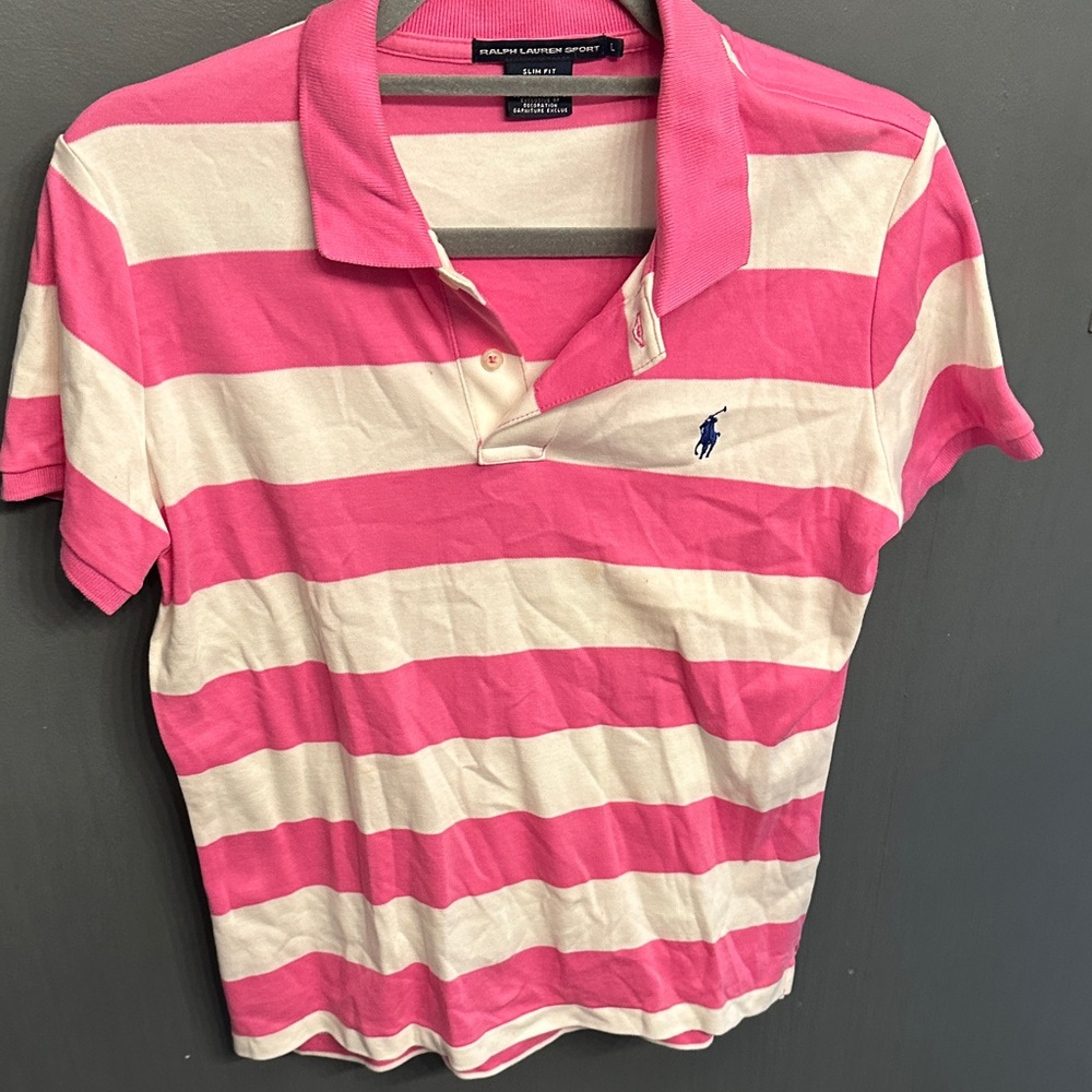 Ralph Lauren Sport Pink and Cream Polo